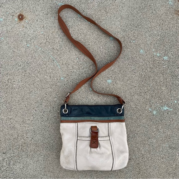 The Sak Kendra Cream Blue & Brown Leather Crossbody or Shoulder Bag preloved - Picture 7 of 7